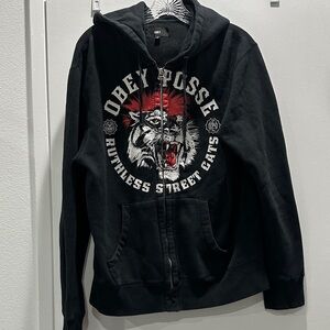 Obey Black and Red Tiger Hoodie